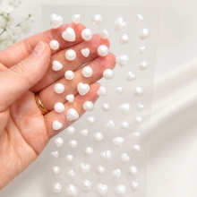 Pearls White Hearts And Dots - 64 st - Självhäftande