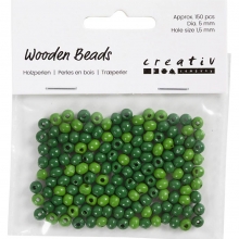 Träpärlor 5 mm Grön 6 g ca 150 st pärlor, smyckestillverkning