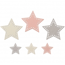 Trädekorationer 54 st - Dekorativa Stjärnor - Beige, Rosa, Grå