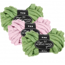 XL Garn Kit - Rosa och Grön - 3 nystan x 15 meter