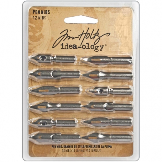 Idea-Ology Pen Nibs 1.5" 12 st Antique Nickel Charms Metall
