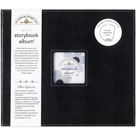 D-ring Storybook Album 12”x12” Doodlebug Beetle Black 12 Tum