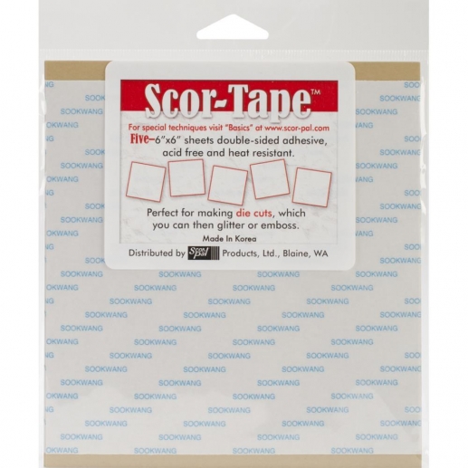 Scor-Tape Sheet 6"x6" 5 st Dubbelhäftande Ark Syrafri Tejp