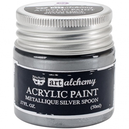Finnabair Alchemy Acrylic Paint Metallique Silver Spoon Konstnärsfärg Prima