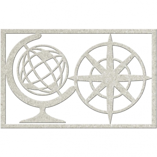 Globe & Compass die cut chipboard FabScraps 14,2 x 9,1 cm Pappersfigurer