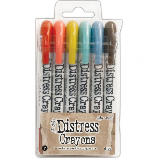 Tim Holtz Distress Crayon Set 7 Pennor till scrapbooking, pyssel och hobby