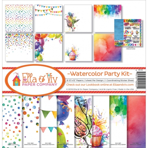 Paper Kit 12x12 Ella & Viv Watercolor Party