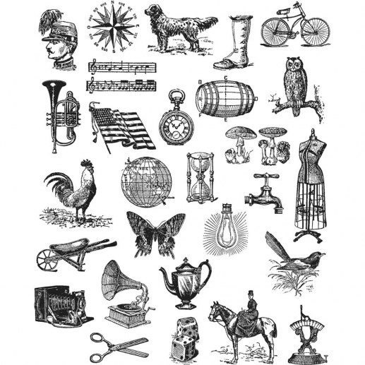 Tim Holtz Cling Stamps 7"X8.5" Tiny Things 2 Stämplar Uppdelat på Tillverkare