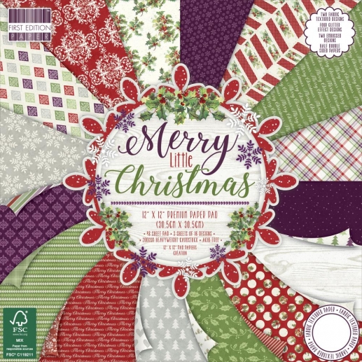 Paper Pad 12"x12" Merry Little Christmas by First Edition 48 ark Julpyssel Papper