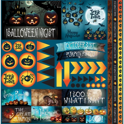 Stickers 12"x12" Reminisce Jacks Revenge Halloweenpyssel Höstpyssel