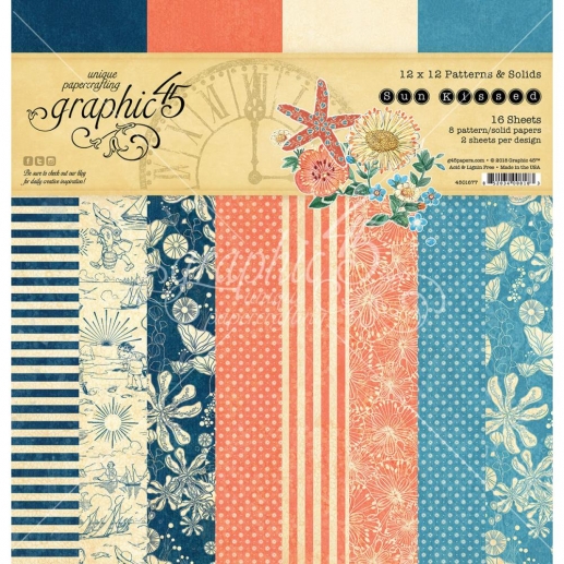 Paper Pad 12x12 Graphic45 Sun Kissed Pattern & Solid Graphic 45