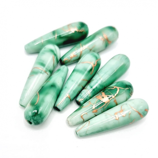 Akrylpärlor Waterdrop Jadegrön 30x8 mm 8 st