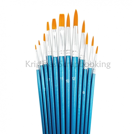 Hobbypenslar Runda + Platta Mixat Set 12 st Pensel HobbyPensel Barnpensel