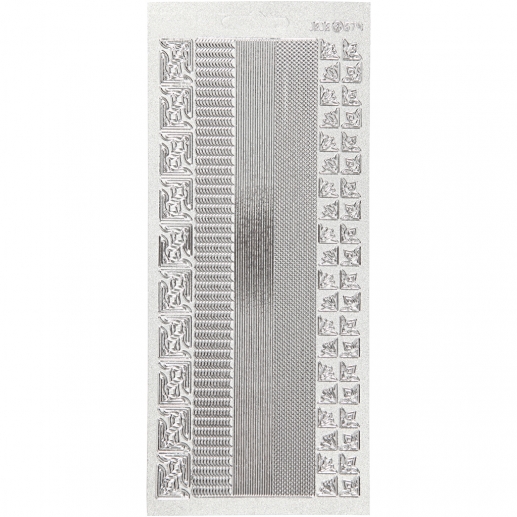 Stickers 10x23 cm Pärlemor Silver Bårder Klistermärken