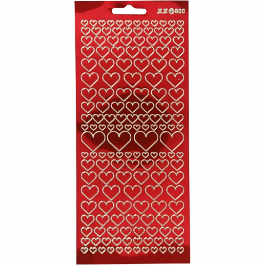 Stickers 10x23 cm Transparent Röd Hjärtan Klistermärken