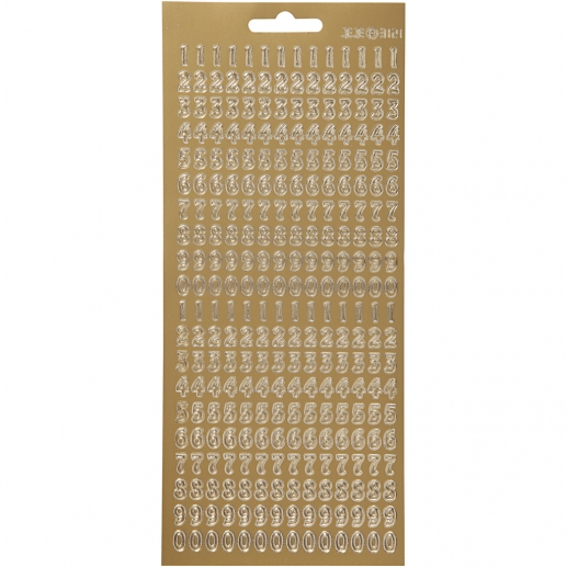 Stickers 10x23 cm Guld Siffror Klistermärken