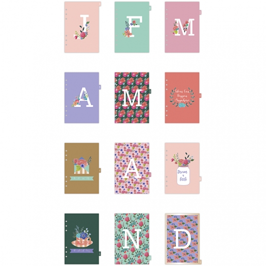 Skiljeblad Månader Journaling A5 Korall Bullet Journal