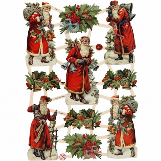 Bokmärken Nostalgisk jultomte 3 ark till scrapbooking, pyssel och hobby