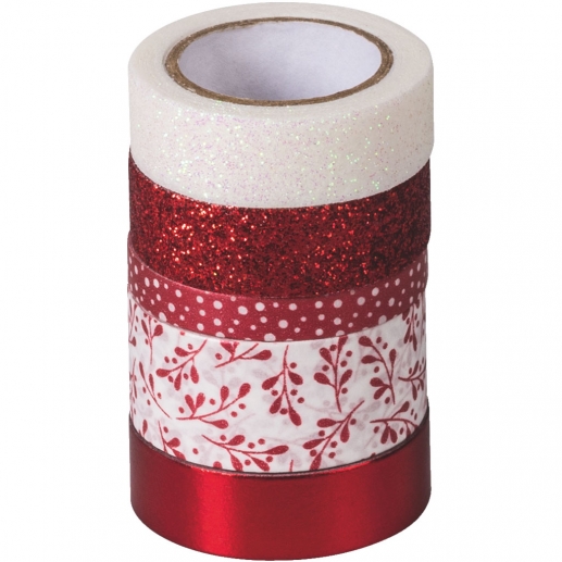 Dekorationstejp - Glittertejp 5-pack - Red Glossy