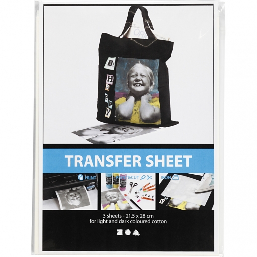 Transferpapper Tyg 21,5x28 cm 3 ark till scrapbooking, pyssel och hobby