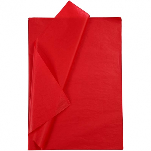 Silkespapper 50 x 70 cm Röd 25 ark till scrapbooking, pyssel och hobby