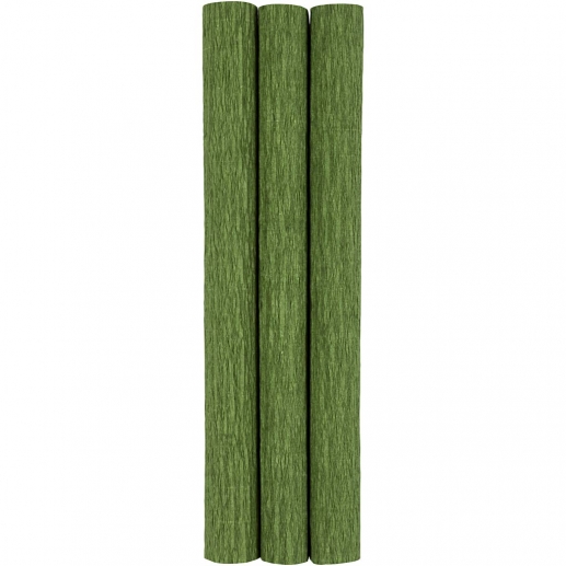 Kräppapper - 25x60 cm - 3 ark - Lövgrön