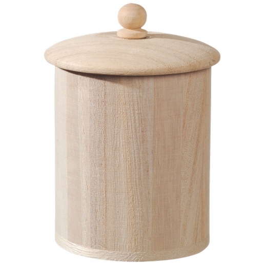 Rund Träask Med Lock – Dia: 6,5 cm - Höjd: 8,5 cm