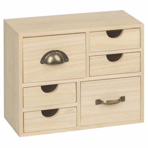 Byrå i Trä med 6 Lådor - 22 x 17,7 cm - Förvaring För Pyssel