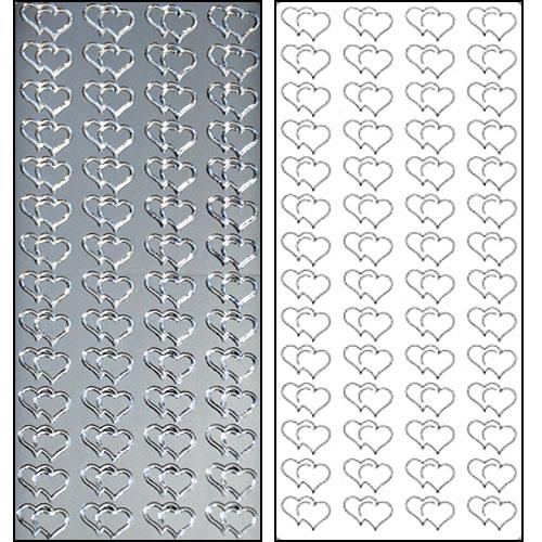 Stickers Peel Off’s Dubbelhjärtan 56 st Silver Dekoration Bröllop Kärlek