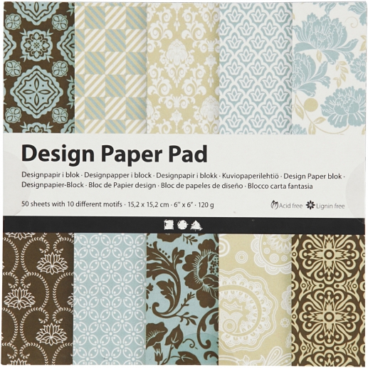 Paper Pad 6"x6" 120 g Ljusblå, Brun 50 ark Pappersblock 4 8 Tum