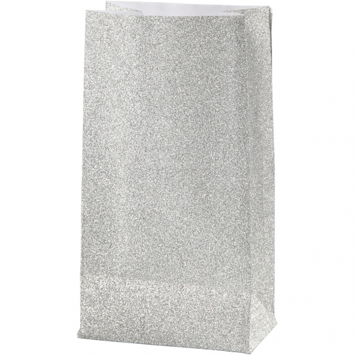 Papperspåsar 8 st H: 17 cm Glittrande Silver Presentpåse Papperspåse Presentinslagning