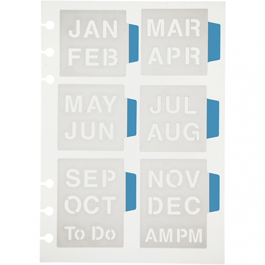 Schablon till Bullet Journal 12,5x17,5 cm Månader