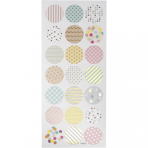 Stickers 10 x 23 cm ca. 21 st Rund Pastell Klistermärken