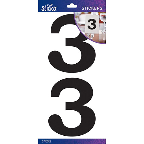 Stickers Sticko Siffra 3 Höjd: 9 cm Siffror Klistermärken