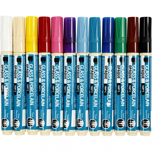 Porslin Glaspennor 12 st Täckande Färger 2-4 mm Porslinspenna Glaspenna