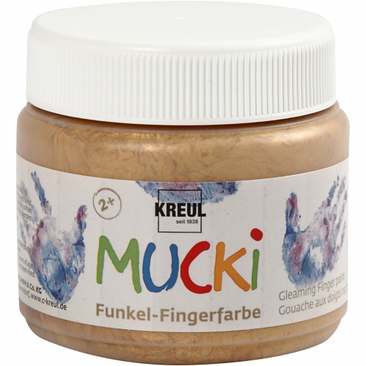Fingerfärg Mucki Metallic Guld 150 ml till scrapbooking, pyssel och hobby