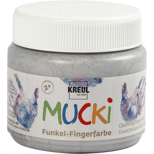 Fingerfärg Mucki Metallic Silver 150 ml till scrapbooking, pyssel och hobby