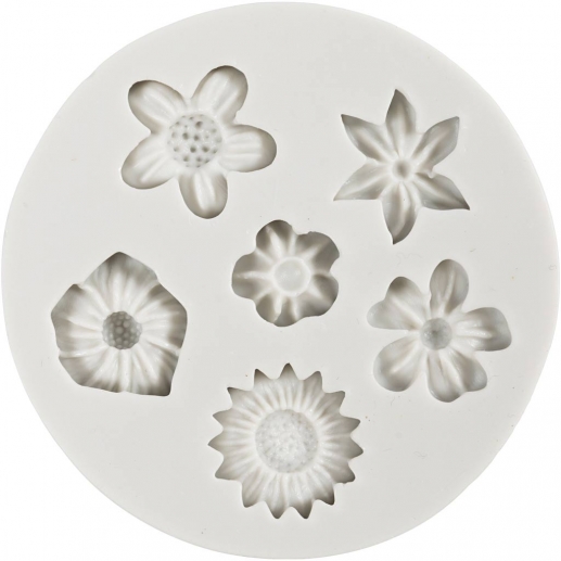 Silikonform Blommor - 6 motiv - Mått: 1,5 - 2,5 cm