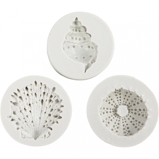 Silikonform Havsmotiv Snäckor - 3 st - 35-60 mm