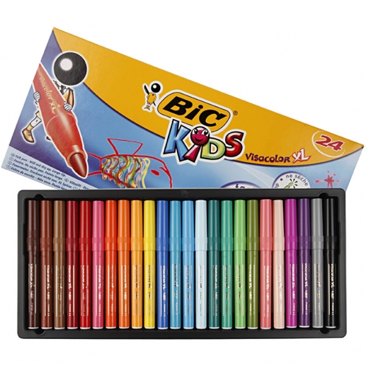 Bic Visa Color tusch Mixade Färger 3 mm 24 st Kids Tuschpennor Barn