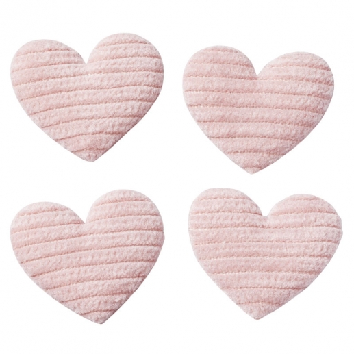 Tyghjärtan - 3,5 cm - 4 st Rosa