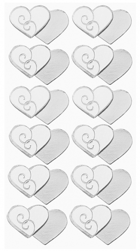 3D-Stickers Hjärtan Silver 12 st 3D Stickers Klistermärken