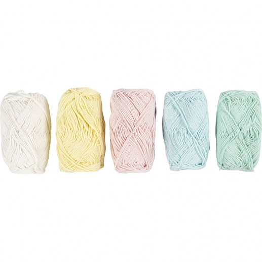 Bomullsgarn Pastellfärger - 5x50 meter - Nr 8/4