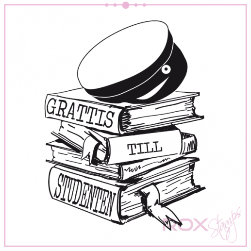 Stämpel Rox Stamps Grattis till Studenten med böcker Omonterad Student Konfirmation