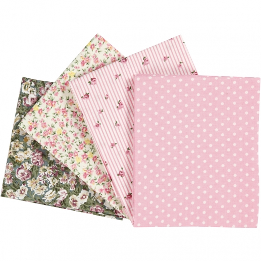Patchworktyg stl. 45x55 cm Rosa 4 st Patchworkstyg