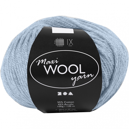 Maxi Wool Ullgarn Ljusblå 100 g till stickning