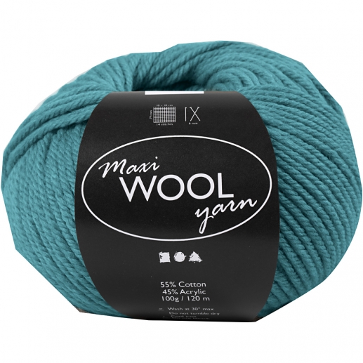 Maxi Wool Ullgarn Petrol 100 g till stickning