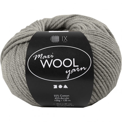 Maxi Wool Ullgarn Gråmelerad 100 g till scrapbooking, pyssel och hobby