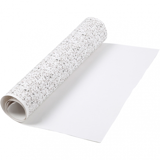 Läderpapper på Rulle Vit med Terrazzotryck 49,5x1m