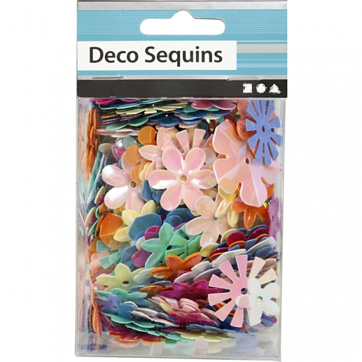Paljetter 10 gr Blommor Pastell Mix 5-20mm